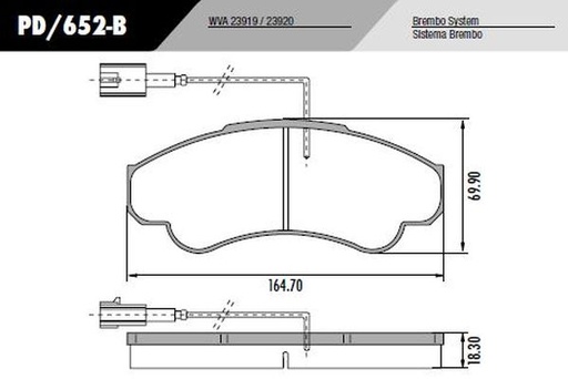 [PD652B] [Frasle] PASTILLA BOXER DUCATO  164,7x69,5x18,3  DEL