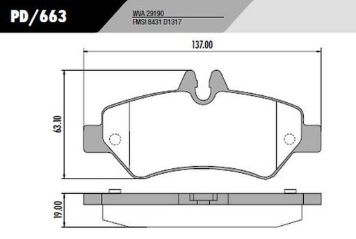 [PD663A] [Frasle] PASTILLA SPRINTER 311 415 12/  137x63x19  TRAS