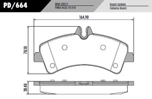 [PD664A] [Frasle] PASTILLA SPRINTER 515 12/  165x78,5x20,5  TRAS