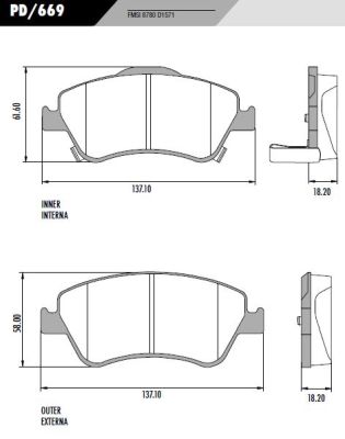[PD669] [Frasle] PASTILLA COROLLA WTI  137x61,5/58x18,5  DEL