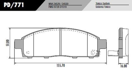 [PD771] [Frasle] PASTILLA L200 TRITON  155,3x50,8x16  DEL