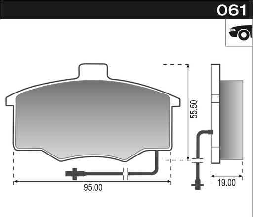 [12037] [Durbloc] PASTILLA DUNA UNO REGATTA CORTA C/CABLE  104,2x58,3x18  DEL