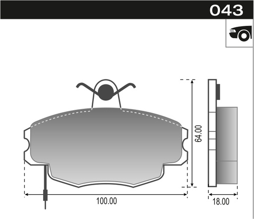 [12057] [Durbloc] PASTILLA 205 R9 R11 R19 R18 21 CLIO GIRLING  100x63,5x18  DEL