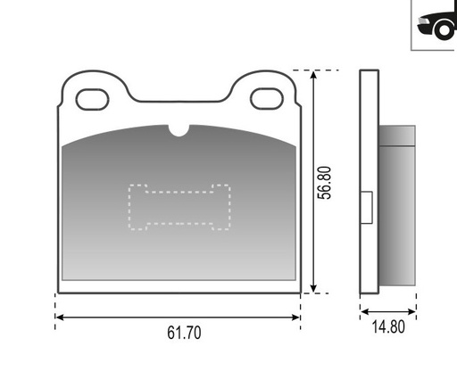 [12071] [Durbloc] PASTILLA CHEVETTE CHEVY GOL SENDA PASSAT  61,7x56,8x15  DEL