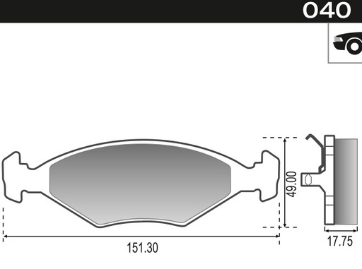 [12076] [Durbloc] PASTILLA DUNA UNO GACEL GOL PASSAT LARGA  151,3x49,2x17  DEL