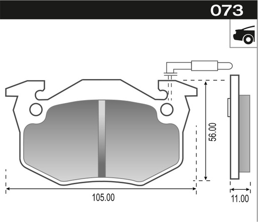 [12085] [Durbloc] PASTILLA 206 306 R19 CLIO MEGANE XSARA  105x55x11  TRAS