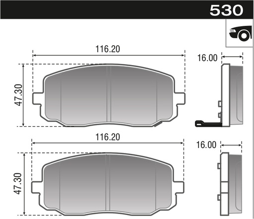 [12930] [Durbloc] PASTILLA ATOS SPORTAGE PICANTO I10  116,2x47,3x16  DEL