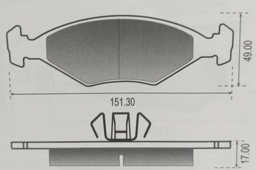 [12076A] [Durbloc] PASTILLA UNO 1.3 FIRE UNO WAY MILLE  151,3x49,2x18  DEL