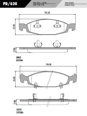 [12290M] [Durbloc] PASTILLA GRAND CHEROKEE 99>02  194x54x18  DEL