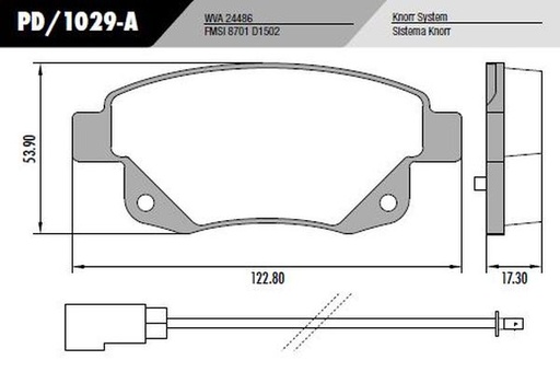[12337M] [Durbloc] PASTILLA TRANSIT 3330 3550 2.4 06>  122,8x53,9x17,3  TRAS