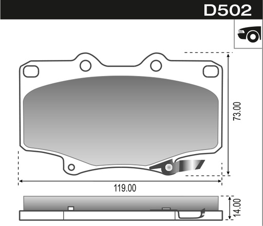 [12502M] [Durbloc] PASTILLA TOYOTA LAND CRUISER  119x73x14  DEL