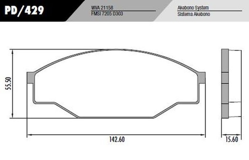 [12510M] [Durbloc] PASTILLA HILUX 4x4 HI-ACE  142,6x55,5x15,6  DEL