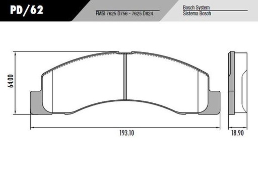 [12514M] [Durbloc] PASTILLA F1000 F4000 F100 F250 F350  193,4x64x18  DEL/TRAS