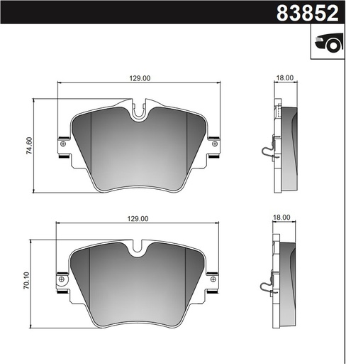 [12552M] [Durbloc] PASTILLA BMW X1 15/ MINI  COOPER  129x74,6/70,6x18  DEL