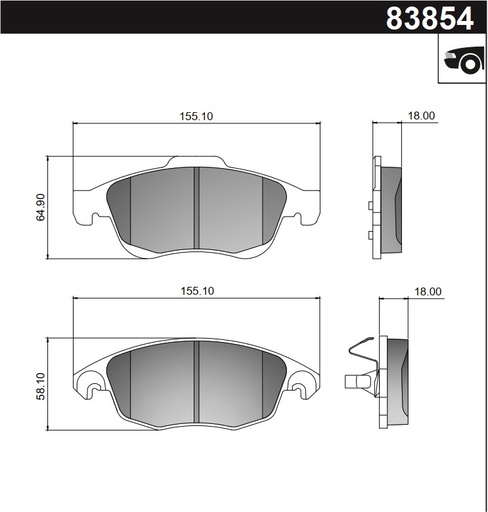 [12554M] [Durbloc] PASTILLA C4 / C4 PICASSO PARTNER 5008  155x65/58x18  DEL