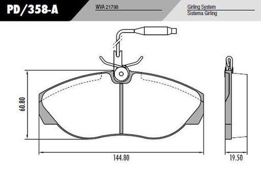 [12706M] [Durbloc] PASTILLA DUCATO BOXER JUMPER JUMPY  145x61x18,7  DEL