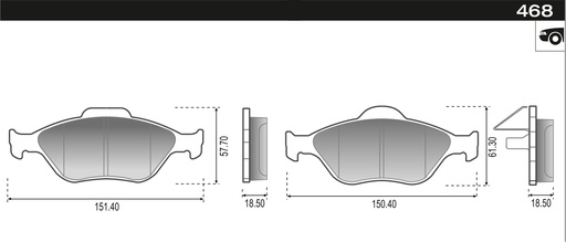[12868M] [Durbloc] PASTILLA ECOSPORT FIESTA 03/09  151/150x58/61x18  DEL