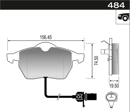 [12884M] [Durbloc] PASTILLA A4 A6 PASSAT BORA  156,3x74x19,5  DEL