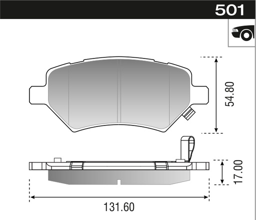 [12901M] [Durbloc] PASTILLA CHERY TIGGO 2.0 FULWIN  131,5x54,5x17  DEL