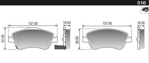 [12916M] [Durbloc] PASTILLA COROLLA WTI 1.6 1.8  137x61,5x18,5  DEL