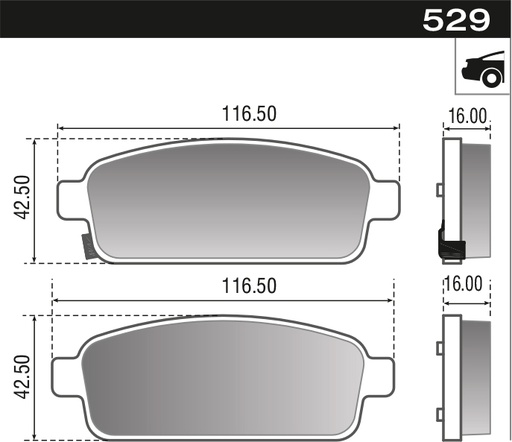 [12929M] [Durbloc] PASTILLA CRUZE LT LTZ ASTRA TRACKER  116,5x42,5x16  TRAS