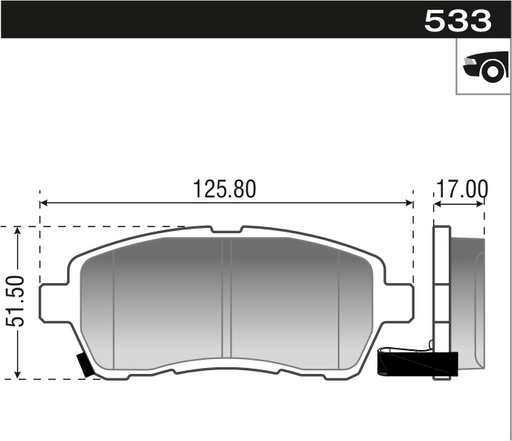 [12933M] [Durbloc] PASTILLA FIESTA KINETIC KA 09>14  125,6x51,6x16,5  DEL