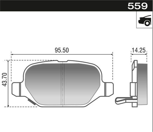 [12959M] [Durbloc] PASTILLA BRAVO LINEA PUNTO 500  95,6x44x13,5  TRAS