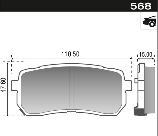 [12968M] [Durbloc] PASTILLA KIA CARNIVAL HYUNDAI H1  110,6x47,3x14,3  TRAS