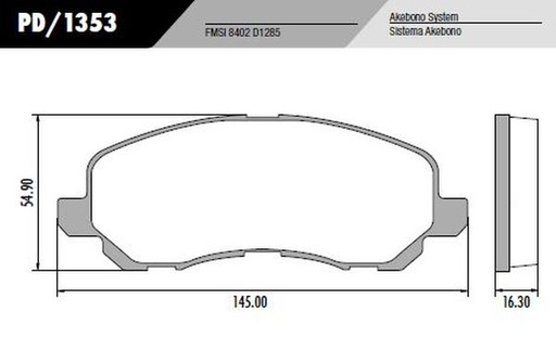 [12366AM] [Durbloc] PASTILLA JEEP COMPASS 07/17  144,8x55x16,3  DEL