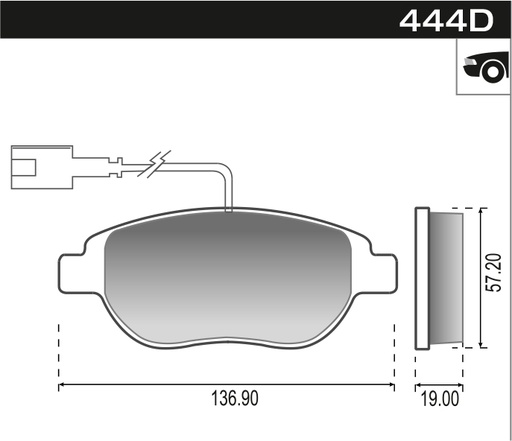 [12844DM] [Durbloc] PASTILLA STILO 1.8 1.9 FIAT 500 CABLE  137x57,5x19  DEL