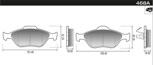 [12868AM] [Durbloc] PASTILLA ECOSPORT FIESTA MAX 09>  151/150x58/61x18  DEL